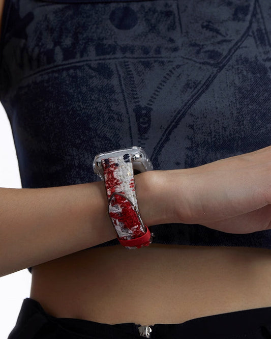[OCTO VITA] Scarlet White Plaid Apple Watch Strap pg1539