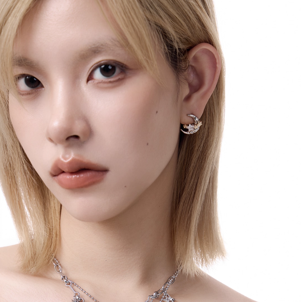Moon Star Silver Earrings