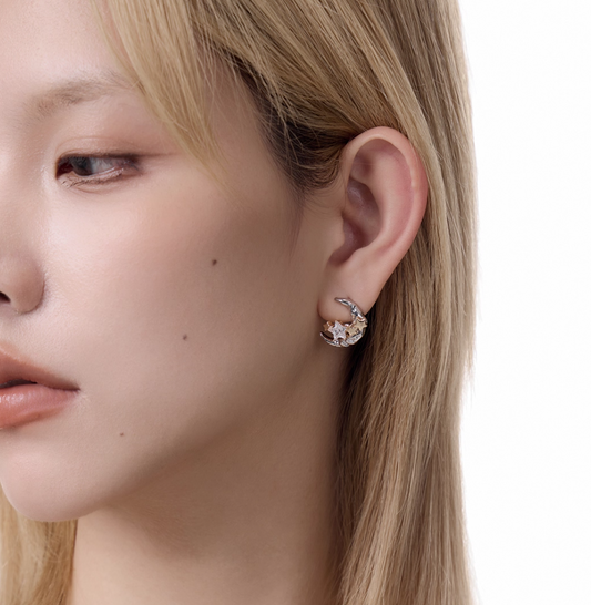 Moon Star Silver Earrings
