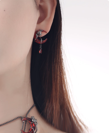 Gothic Pink Moon Earrings