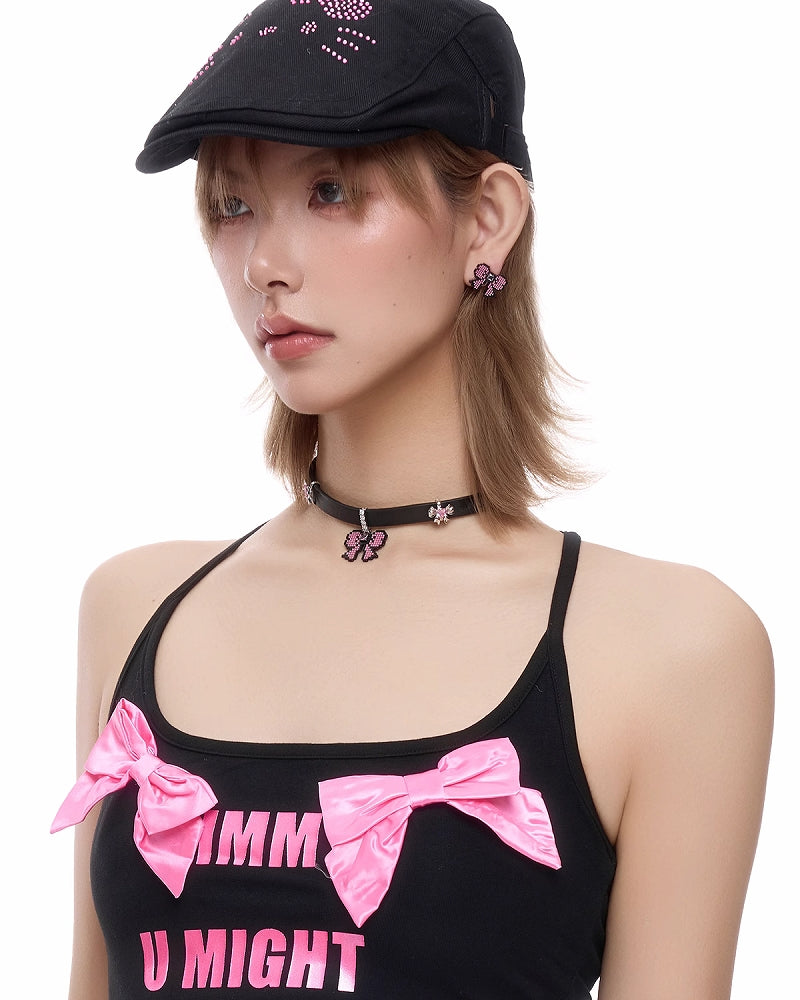 Pixel Bow Leather Choker