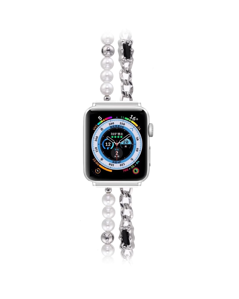 [SUMIYAKI] Apple Watch Metal Pearl & Heart Strap pg56