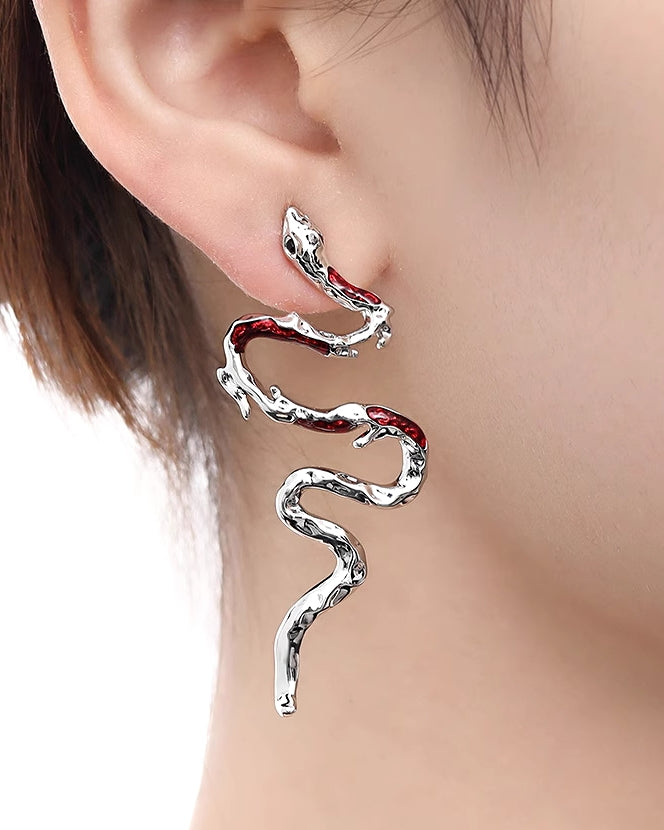 Red Snake Earrings 02