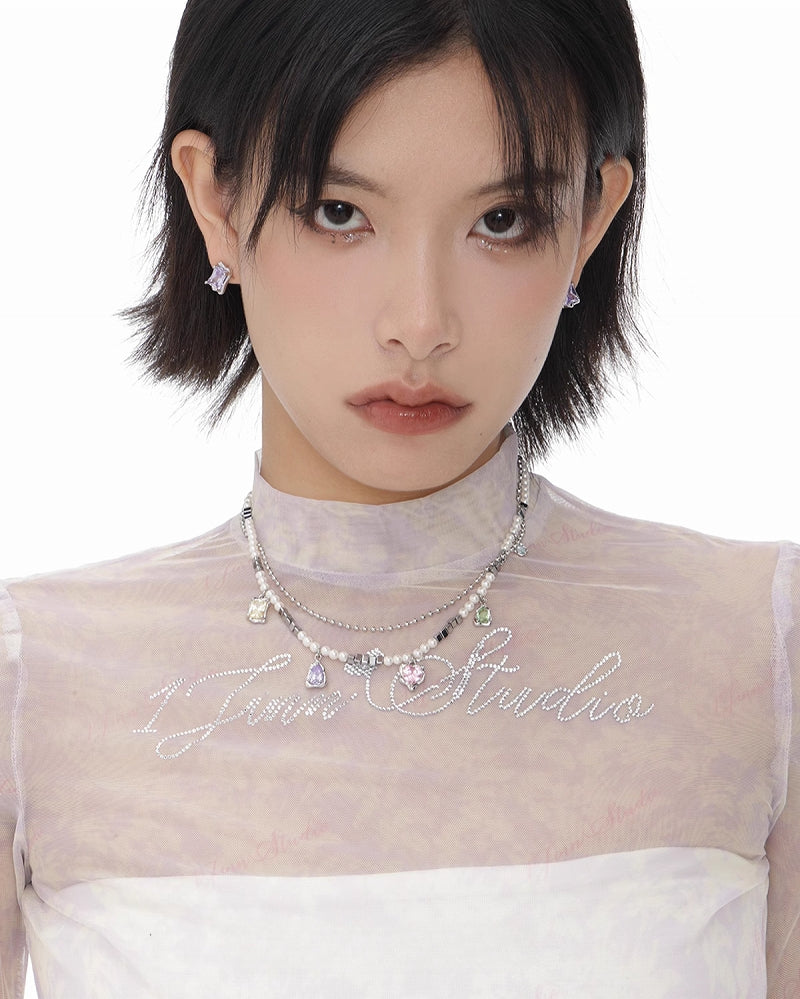 [SUMIYAKI] Small Purple Zirconia Earrings pg1635