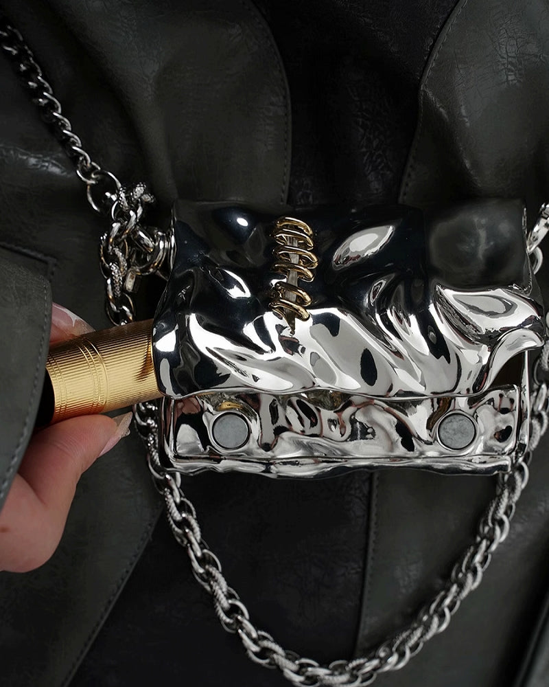 【SUMIYAKI】Liquid Metal Pleated Mini Lipstick Bag pg1091