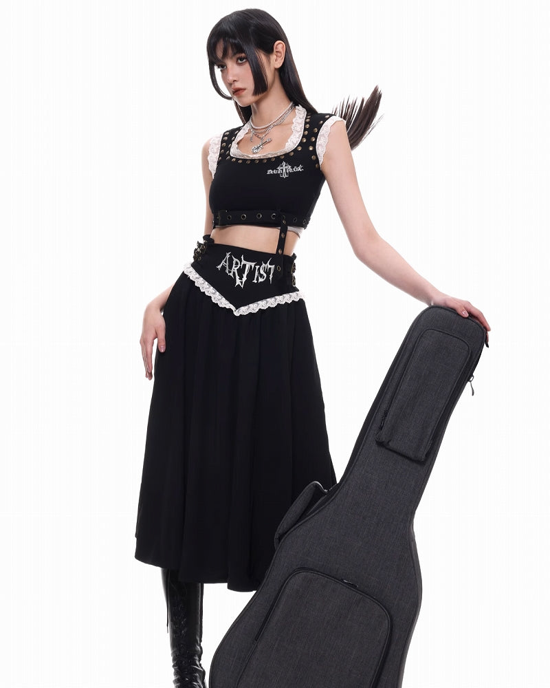 [SUMIYAKI] Punk Guitar Double Pearl Necklace pg1404