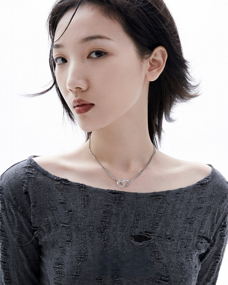 [1ST XULIE] Black And White Agate Necklace pg159