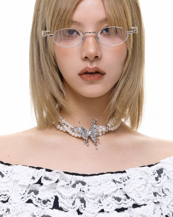 [SUMIYAKI]Biochemical Butterfly Pearl Necklace pg152