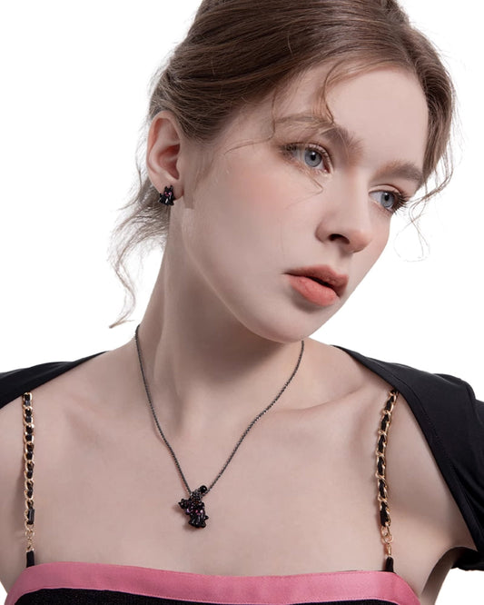 [MASW] Carnival Ghost Pink Bat Necklace pg393