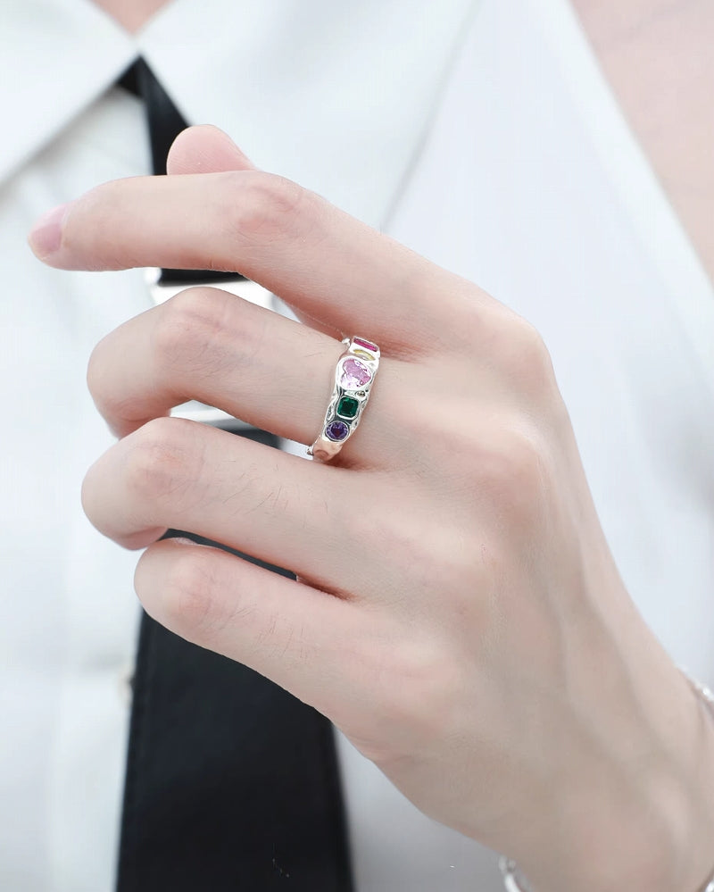 [1ST XULIE]Dopamine Color Treasure Sterling Ring pg599