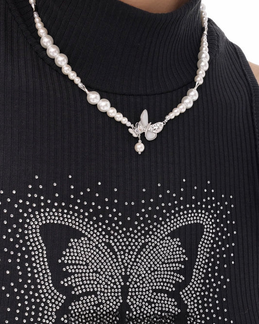 [SUMIYAKI]White Twin Butterflies Necklace pg2003