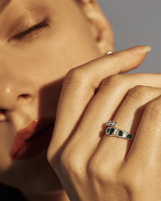 [FAITMAIN] Drip Glaze Serpentine Green Ring pg652