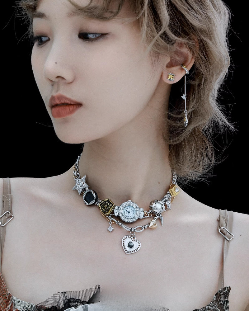 【1ST XULIE】Time Mirror Watch Necklace pg1904