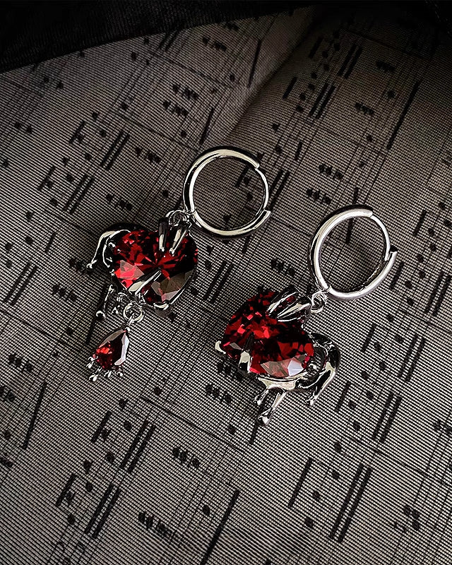 [Insomnia Artist] Forbidden Angel Red Love Asymmetrical Earrings pg785
