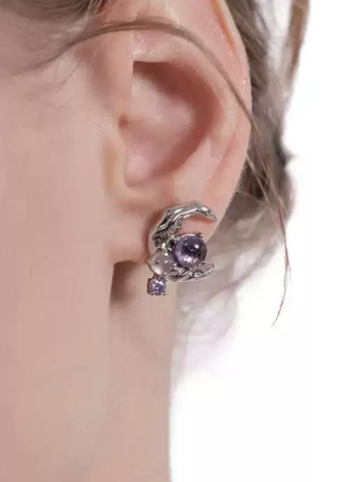 【MASW】Lava Luxury Purple Moon Earrings pg1057