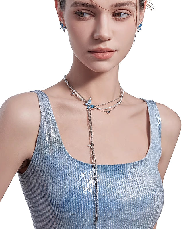 【MASW】Butterfly Dance Layer Tassel Necklace pg286