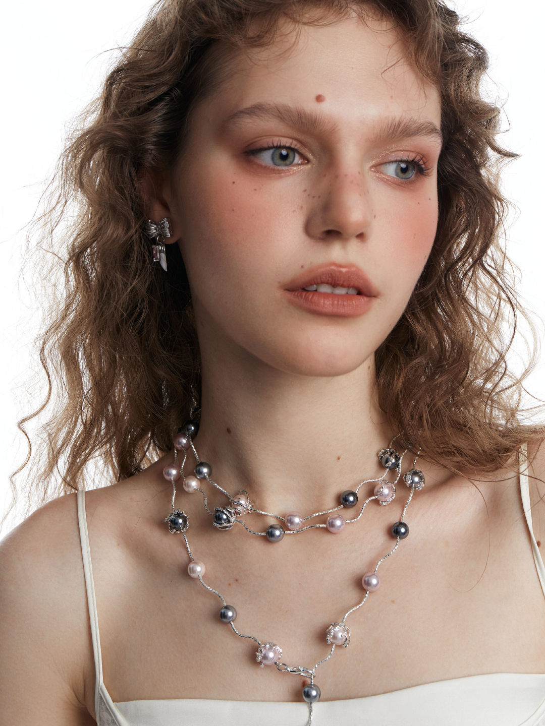 【OCTO VITA】Gray Rose Pearl 145cm Necklace pg2500