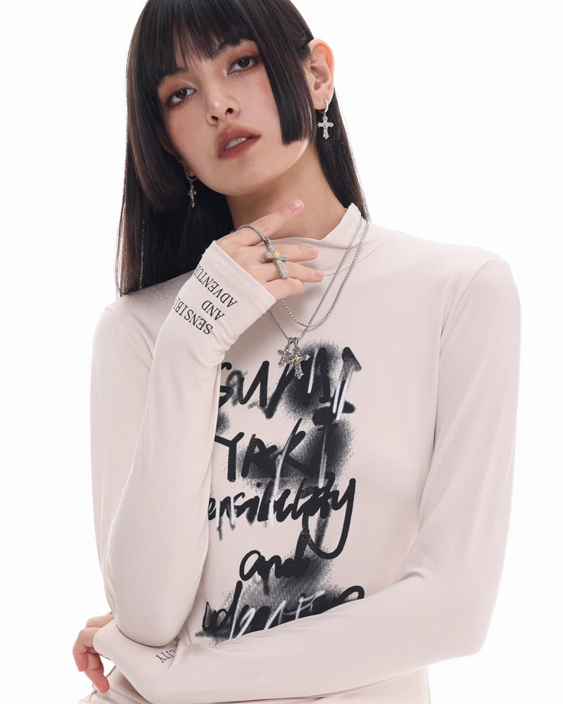 [SUMIYAKI] Graffiti Cross Long Necklace pg931