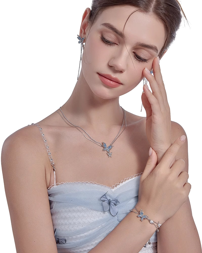 [MASW] Butterfly Dance Ice Blue Necklace pg281