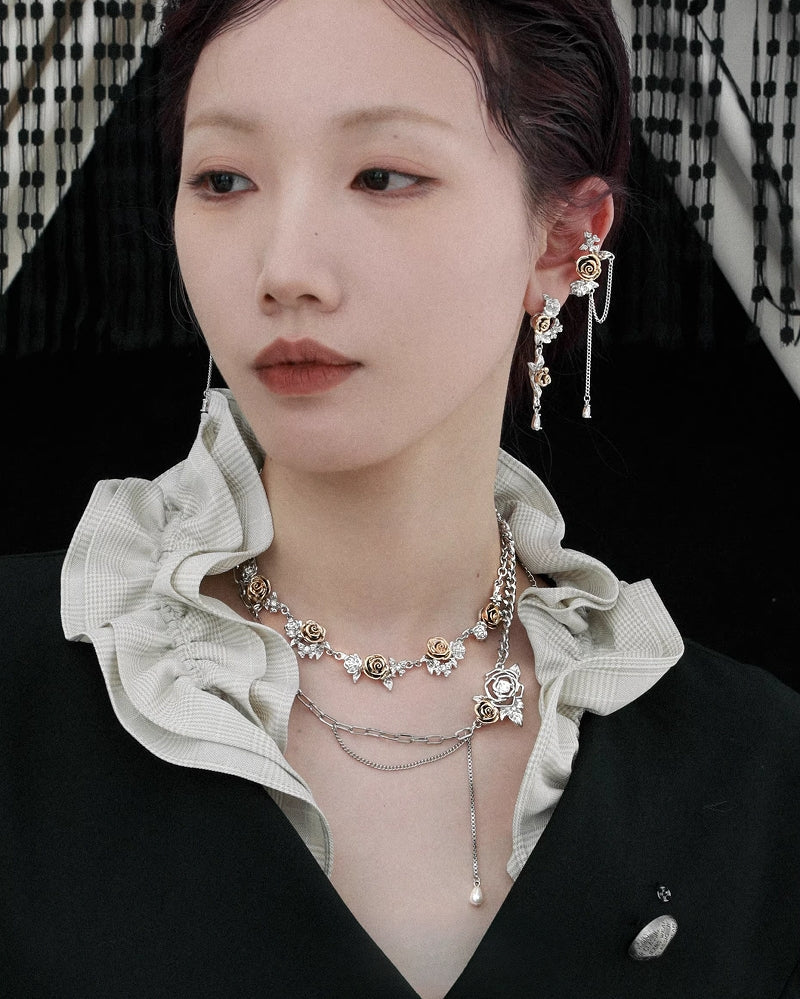 [1ST XULIE] Sunset Rose Asymmetrical Earrings pg1803