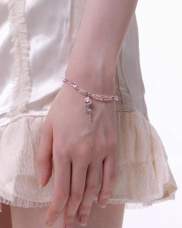 【SUMIYAKI】Pink Rose Layer Bracelet pg1372