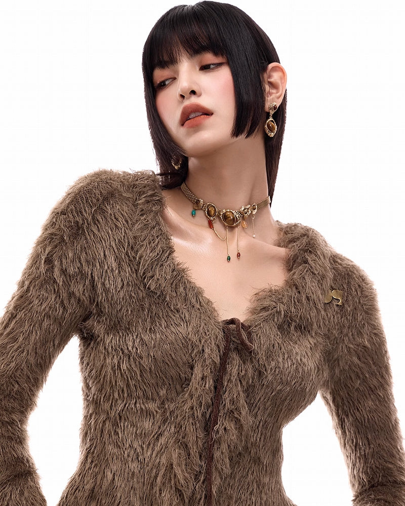 Yadan Tiger Eye Tassel Choker