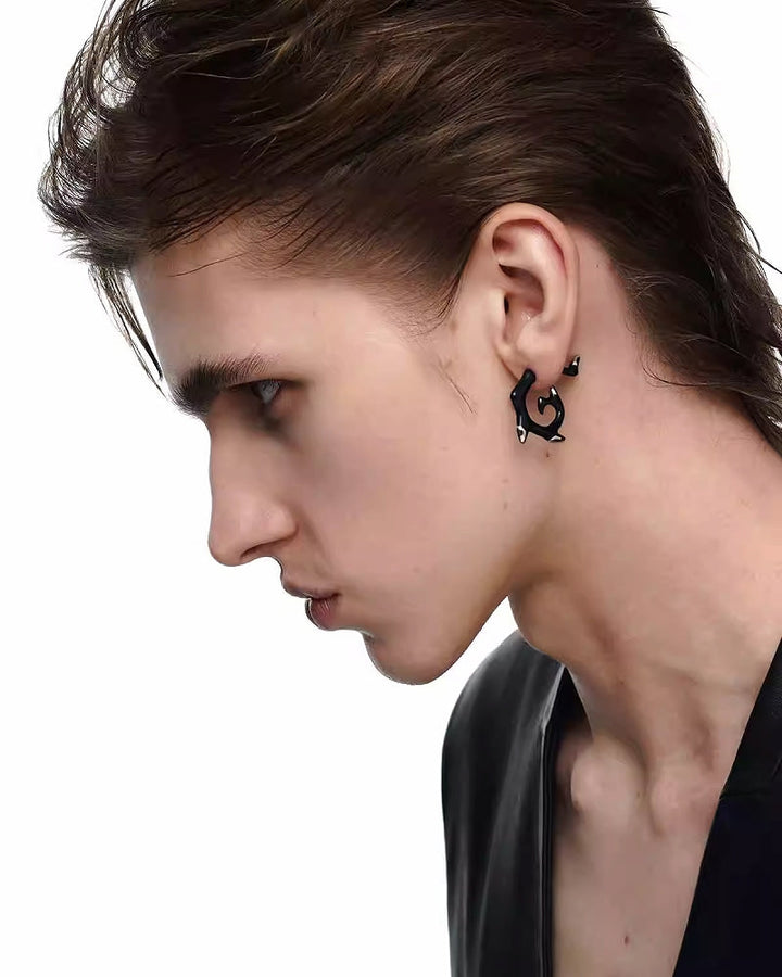 【BLACKHEAD】Dragon Tattoo Black Earrings pg611