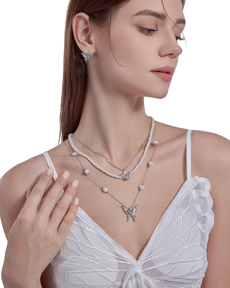 【MASW】Butterfly Dance Layer Pearl Necklace pg285