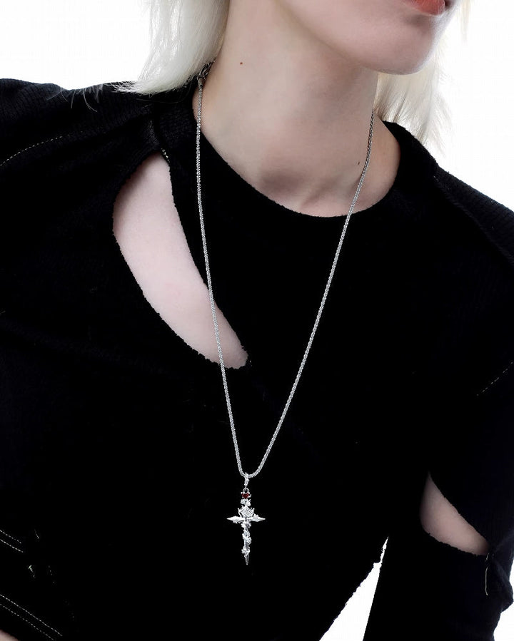 【1ST XULIE】Forbidden Rose Cross Necklace pg810