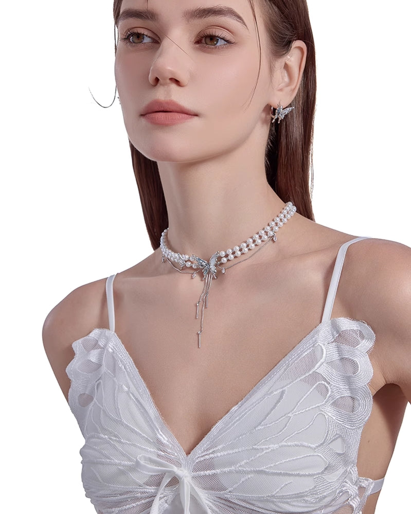 【MASW】Butterfly Dance Pearl Layer Choker pg290