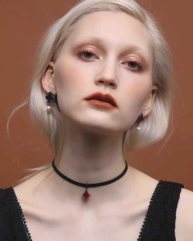 [Hard Candy] Lucky Cards Agate Pearl Earrings pg1139