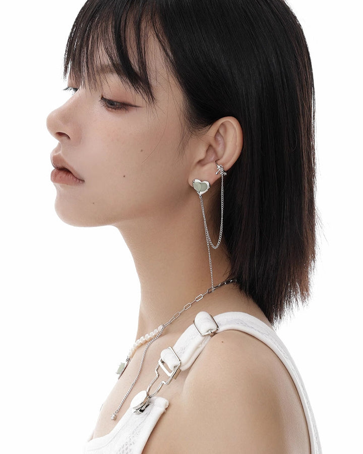 【SUMIYAKI】Green Tea Heart Earrings& Cuff pg958