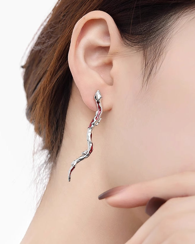 Red Snake Earrings 03