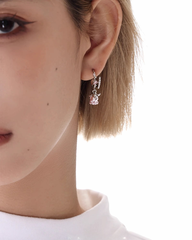 【SUMIYAKI】Small Pink Rose Earrings pg1634