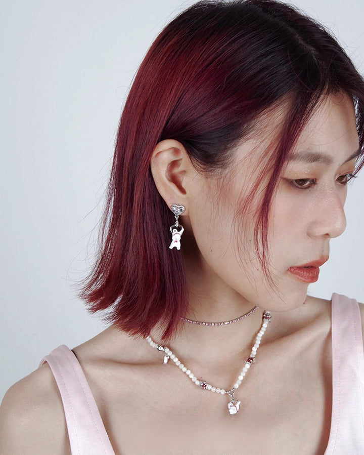 【Esak∞chi】Rabbit With Red Bandana Love Earrings pg1433