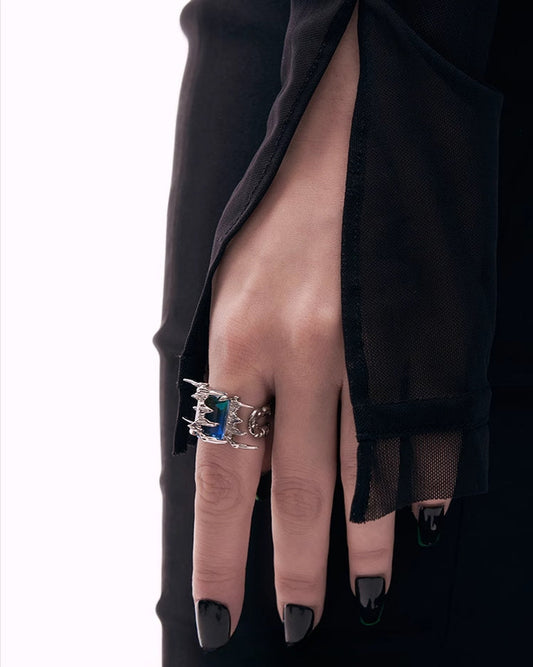 [OCTO VITA] Dark Erosion Rheology Blue Emerald Ring pg528