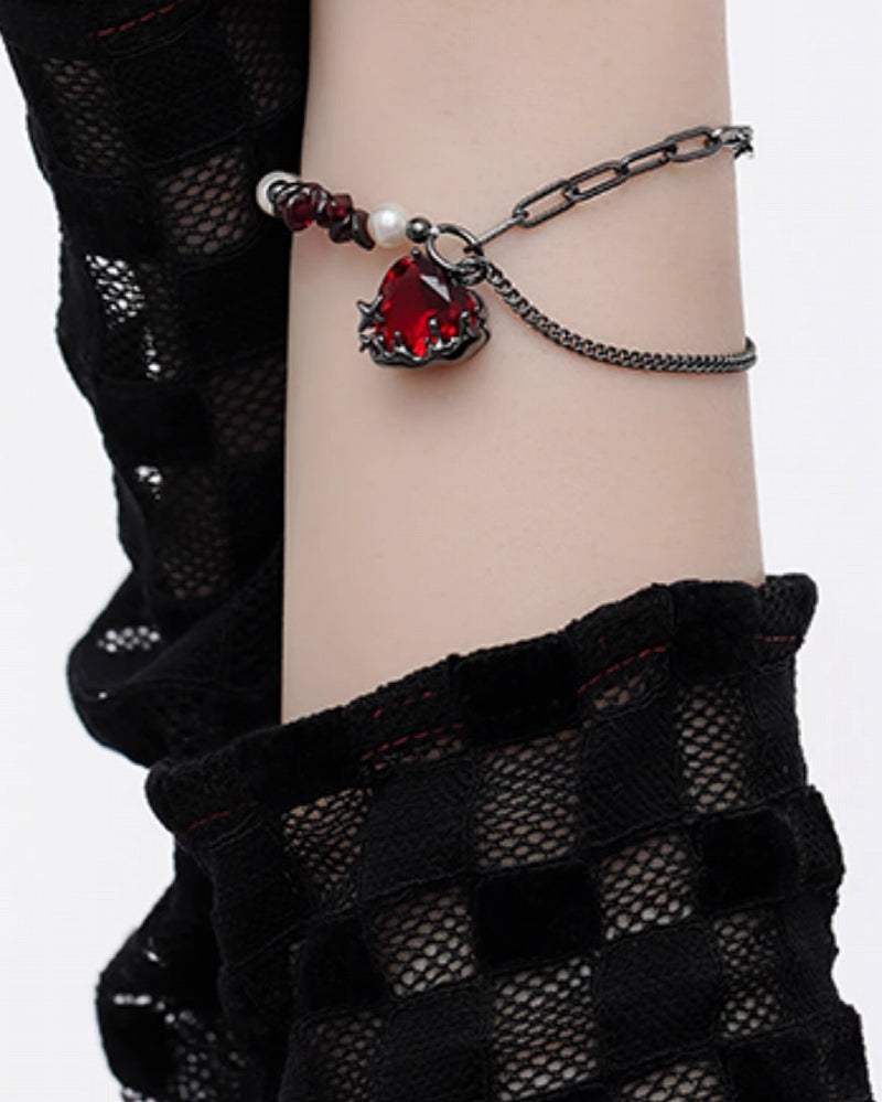 Pomegranate Red Heart Bracelet