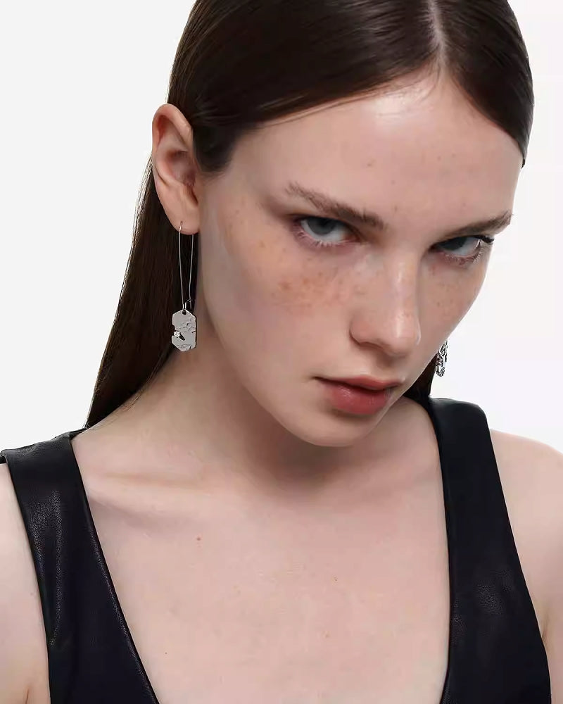 [BLACKHEAD]Dragon Tattoo Hexagon Earrings pg618