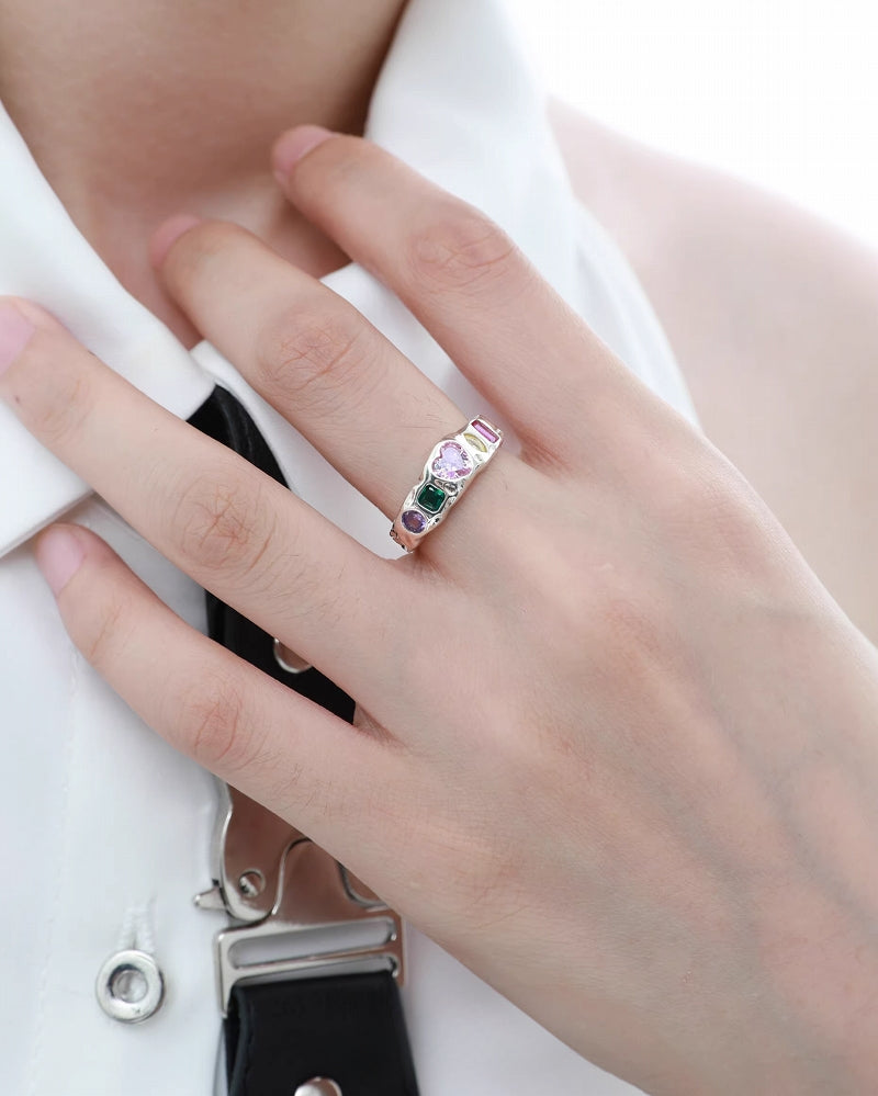 [1ST XULIE]Dopamine Color Treasure Sterling Ring pg599
