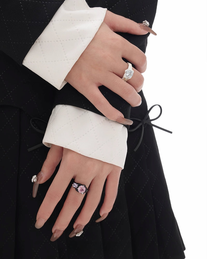 [SUMIYAKI] Rainbow Zirconia Drip Oil Ring pg1436