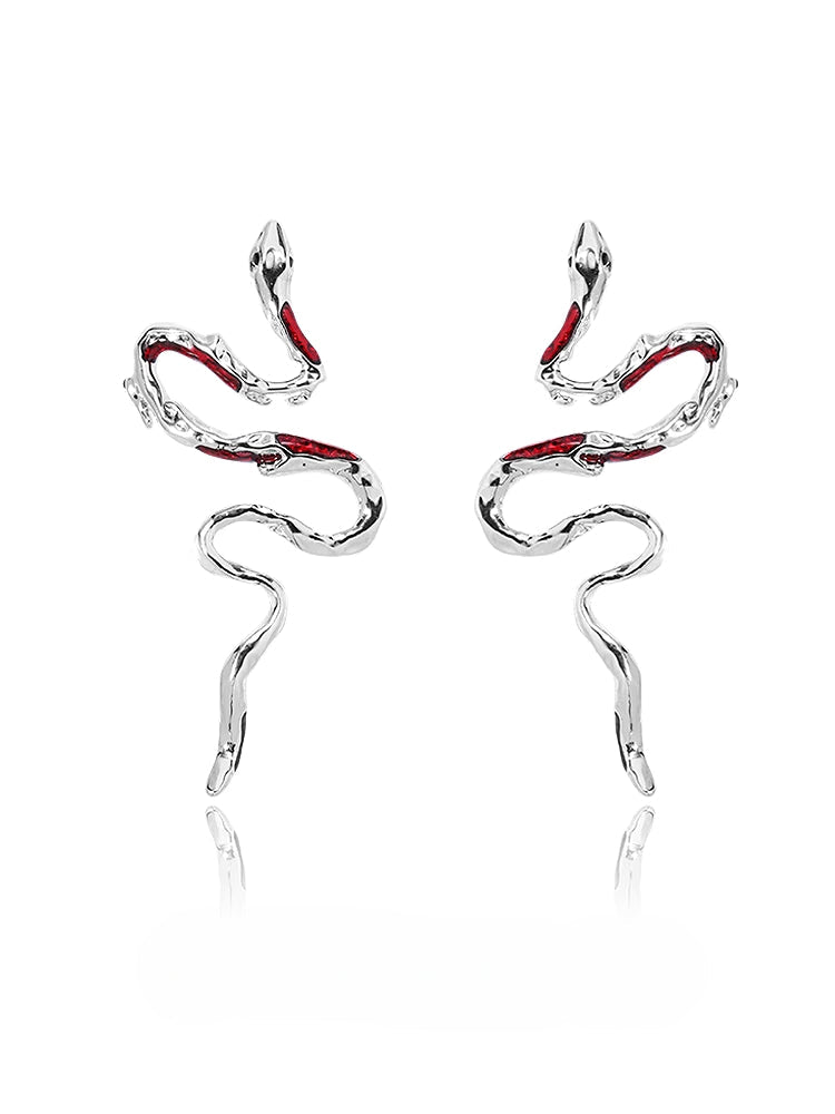 Red Snake Earrings 02