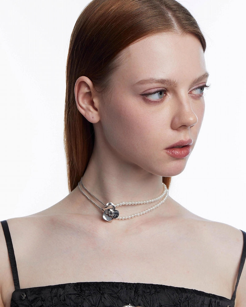 【OCTO VITA】Iris Flower Pearl Layer Choker pg1029