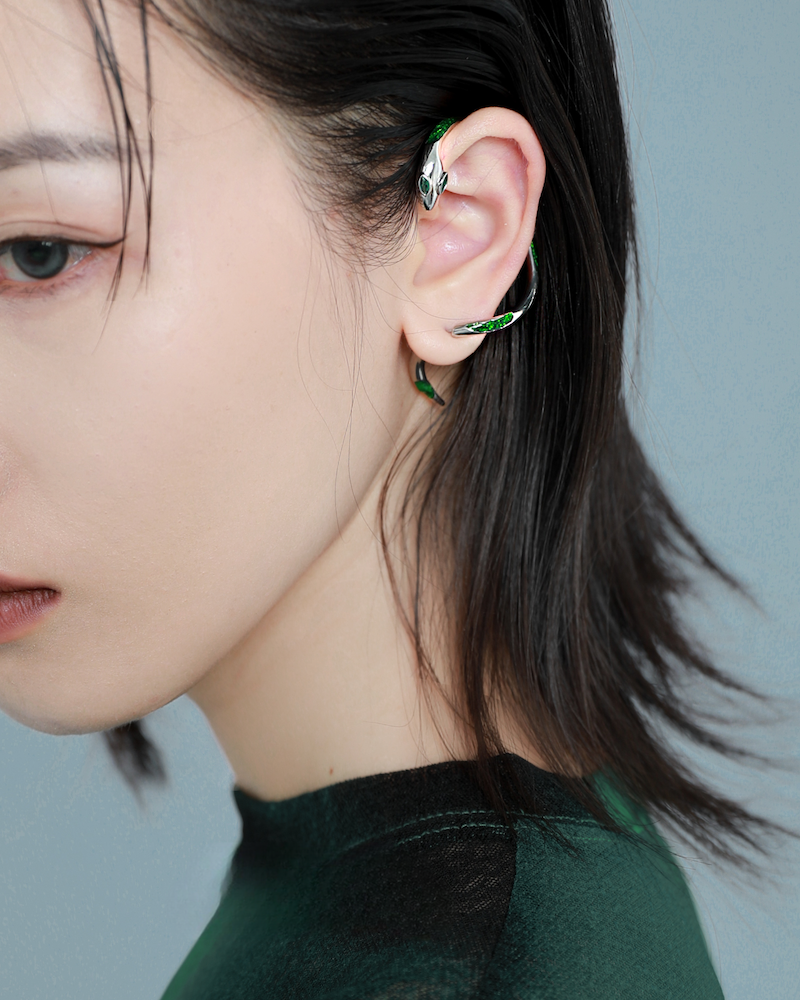 【1ST XULIE】Green Snake Earrings02 pg950