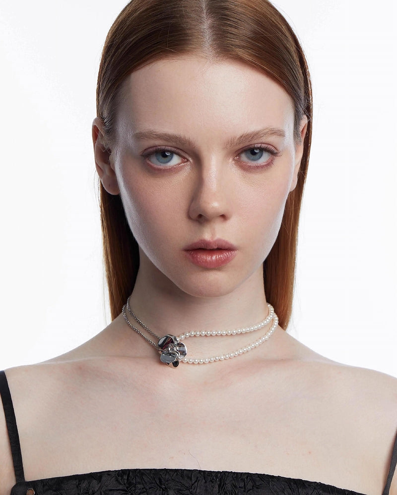 【OCTO VITA】Iris Flower Pearl Layer Choker pg1029