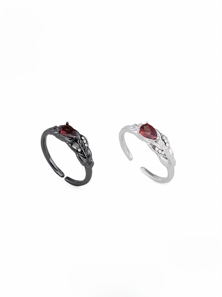 Feather Red Open Ring