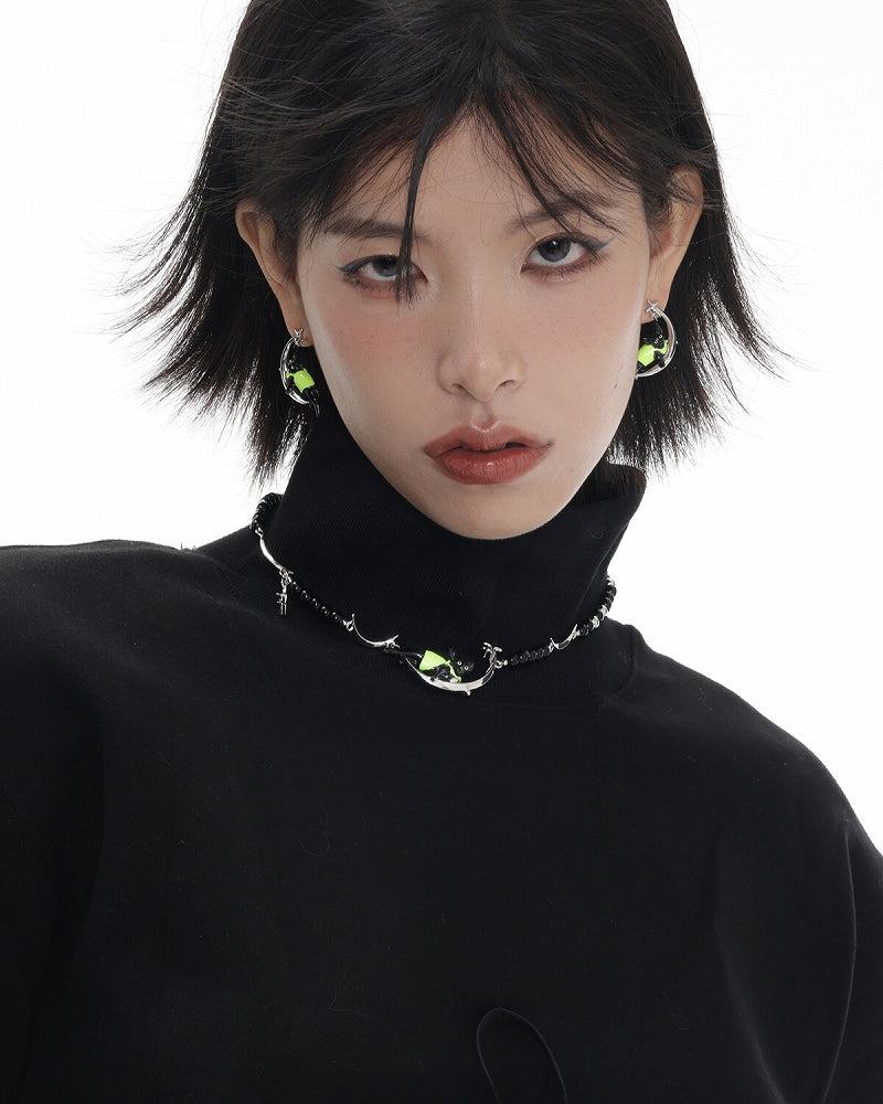 [SUMIYAKI] Devon Moon Green Cat Earrings pg588