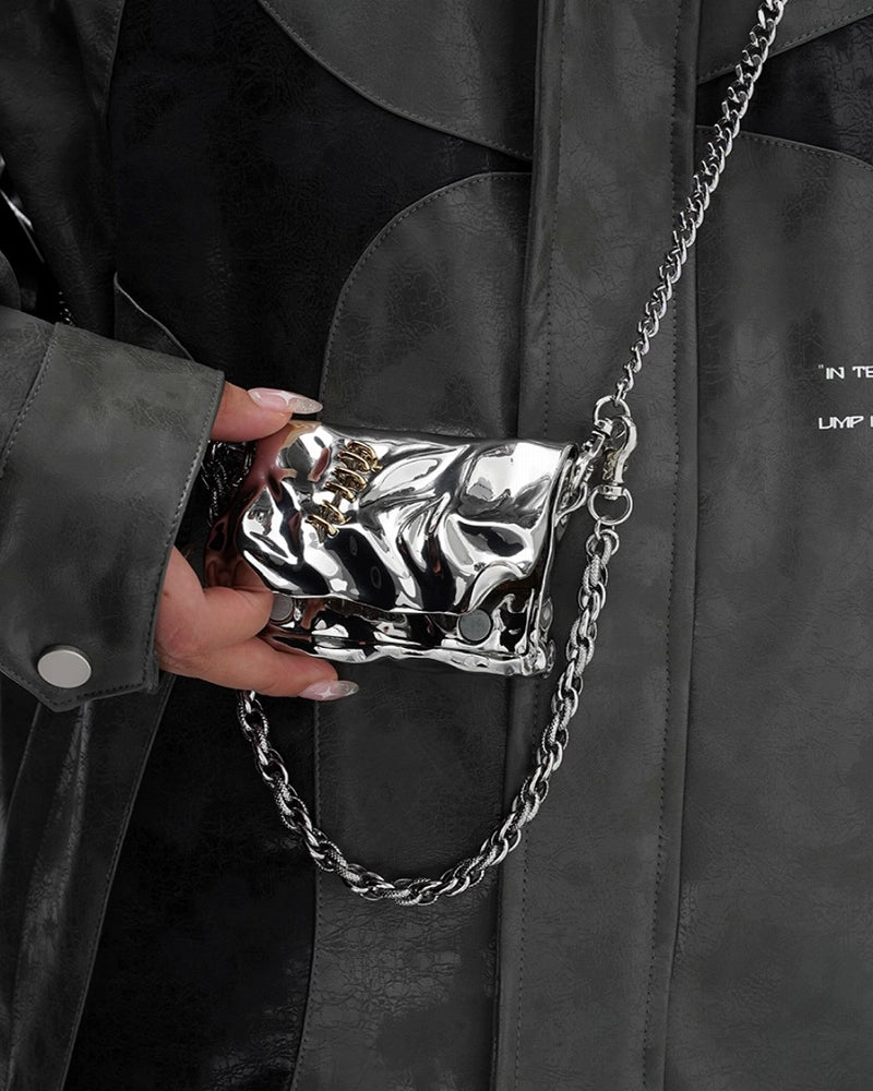 【SUMIYAKI】Liquid Metal Pleated Mini Lipstick Bag pg1091