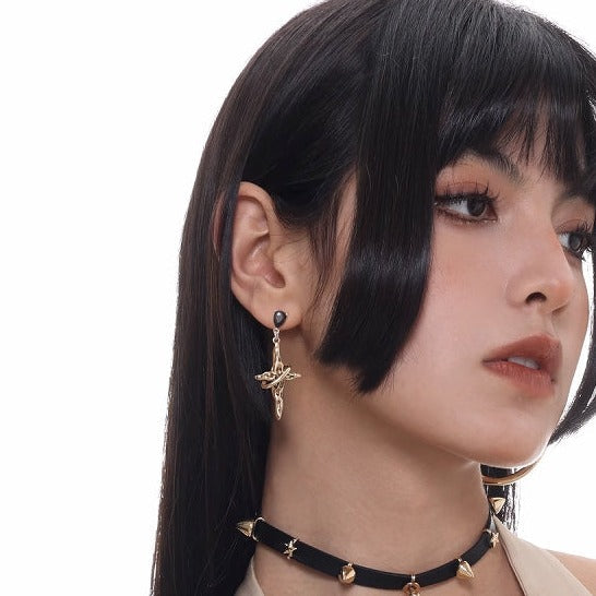 [SUMIYAKI] Star Rune Stone Asymmetrical Earrings pg1751