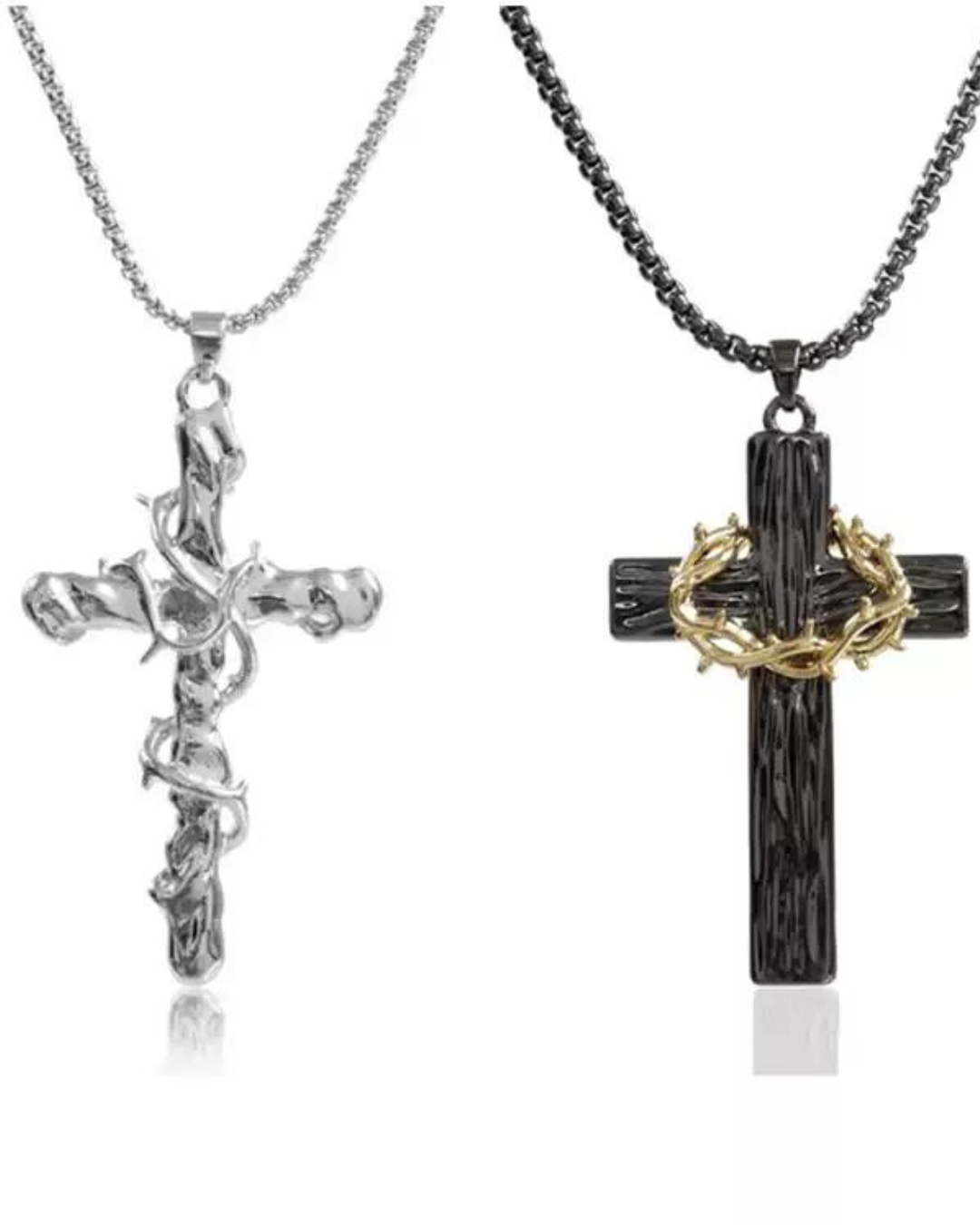 【SUMIYAKI】Thorn Cross With Thorn Crown Necklace pg1881