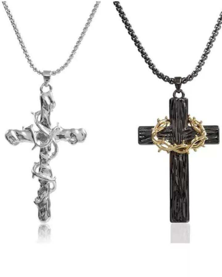 【SUMIYAKI】Thorn Cross With Thorn Crown Necklace pg1881